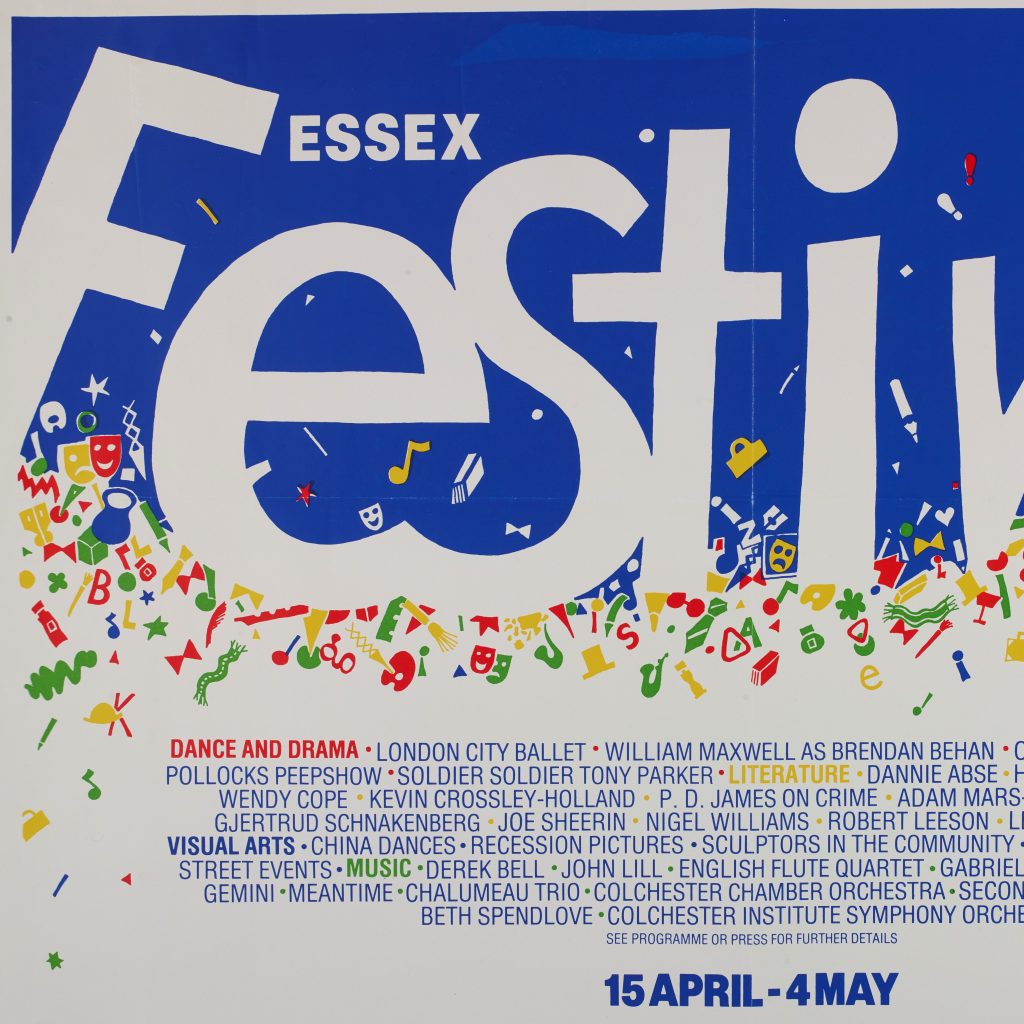 蓝招贴白写作Essex节,彩色封装和性能列表